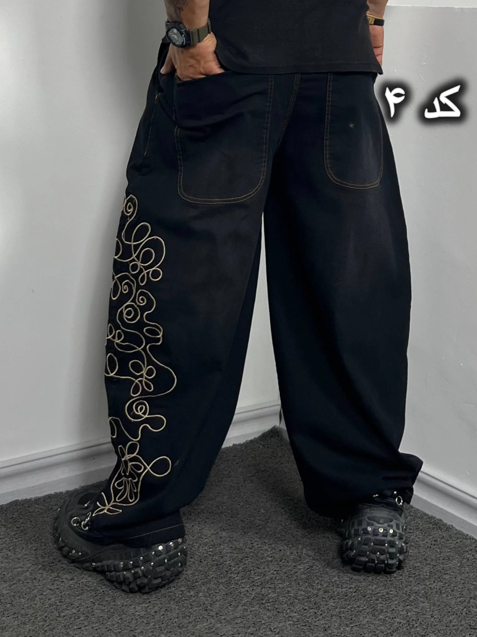 شلوار بالونی جین بغل گلدوزی  کد (۷۰)